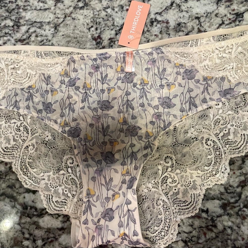 ThirdLove Floral Lace Panties - Cream and Yellow